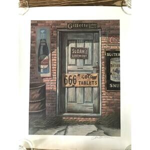 Jim Harrison Signed Print Frame House Front Door General Store 18 x 22 Southern